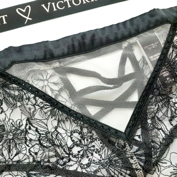 SOLD 💕 Embroidered LUXE Lingerie Lace Up High Waist Thong Panty VS - Picture 6 of 9